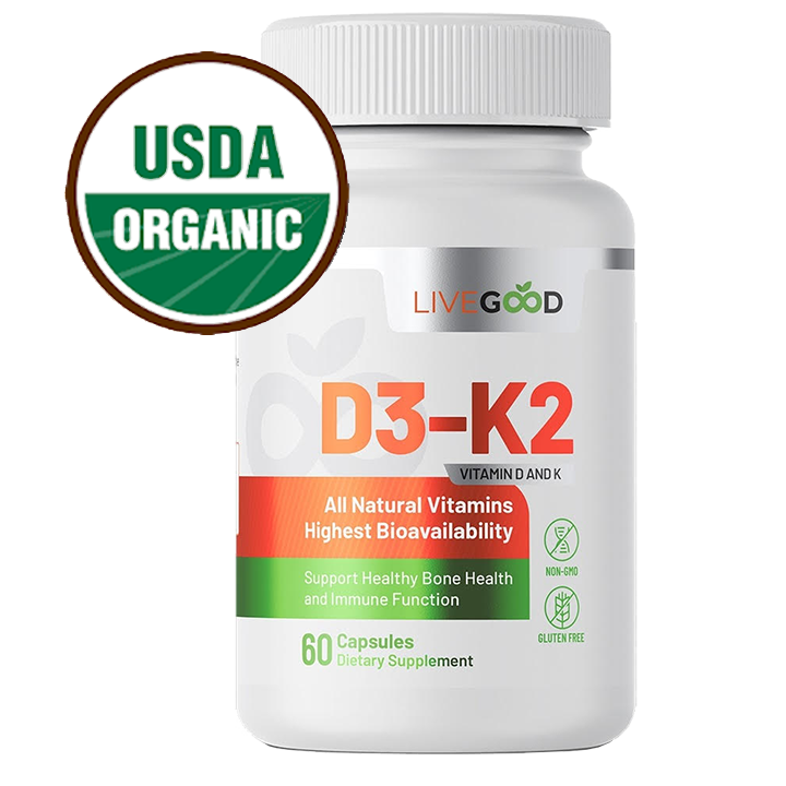 LiveGood Organic D3-K2 2000... Bone Density and Heart Health Support for Men