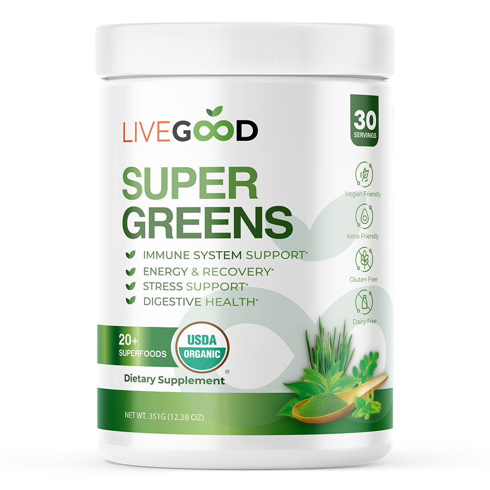 LiveGood Organic Super Greens... Digestive Health and Immune Support for Men